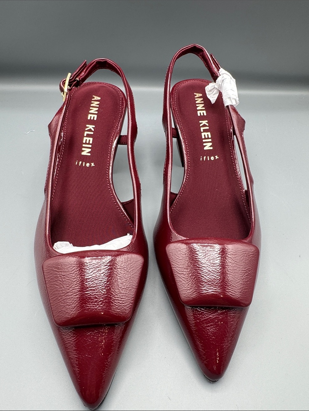 Anne Klein Renetta Bordeaux Slingback Block Heel Pointed Toe Pumps - Picture 2 of 4